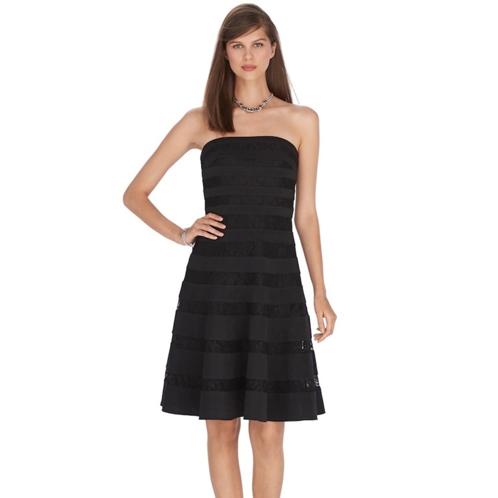 White House Black Market Strapless Lace Band Dress